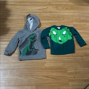 Cat & Jack Gray and Green Dinosaur Hoodie and Sweater Set